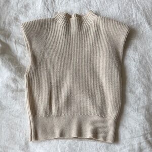 Babaton Ribbed Sleeveless Turtleneck Vest in Cream